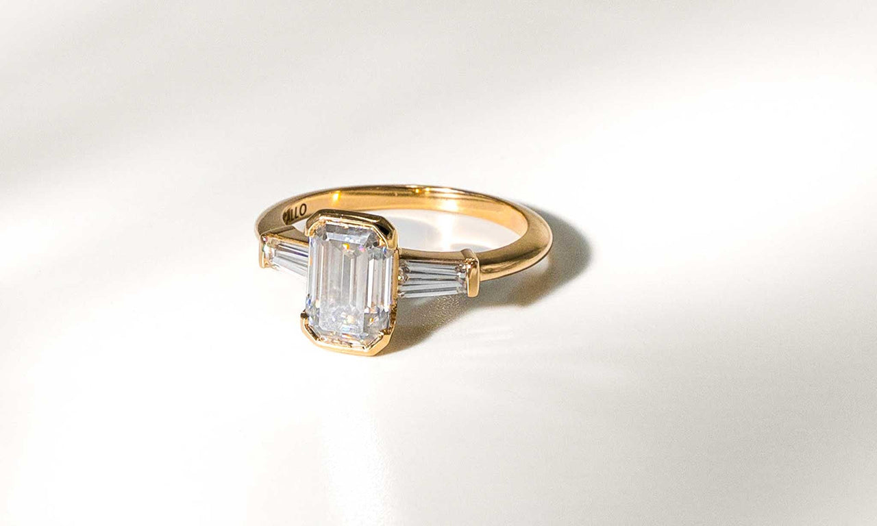 Art Deco Baguette Moissanite Ring - Sara Gallo Custom Jewelers