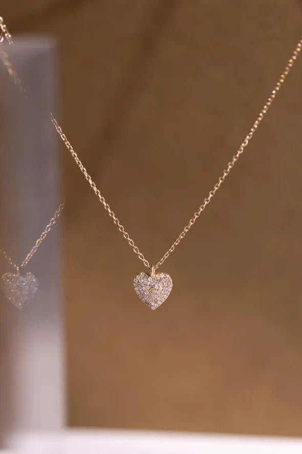 Dainty Pave Diamond Heart Pendant - Sara Gallo Custom Jewelers