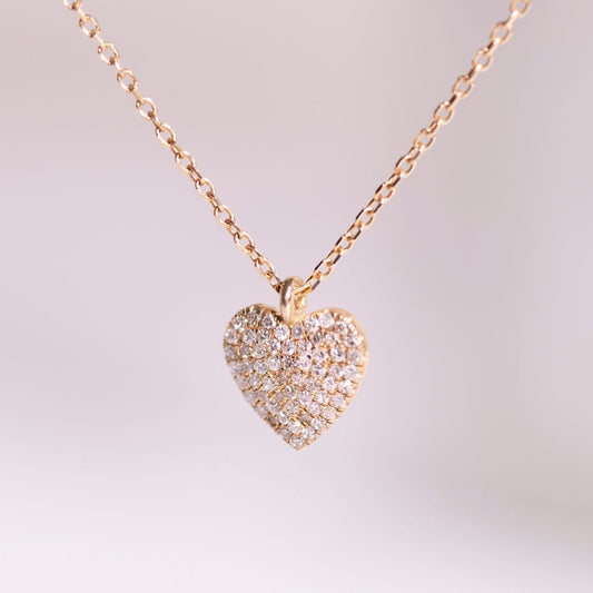 Dainty Pave Diamond Heart Pendant - Sara Gallo Custom Jewelers