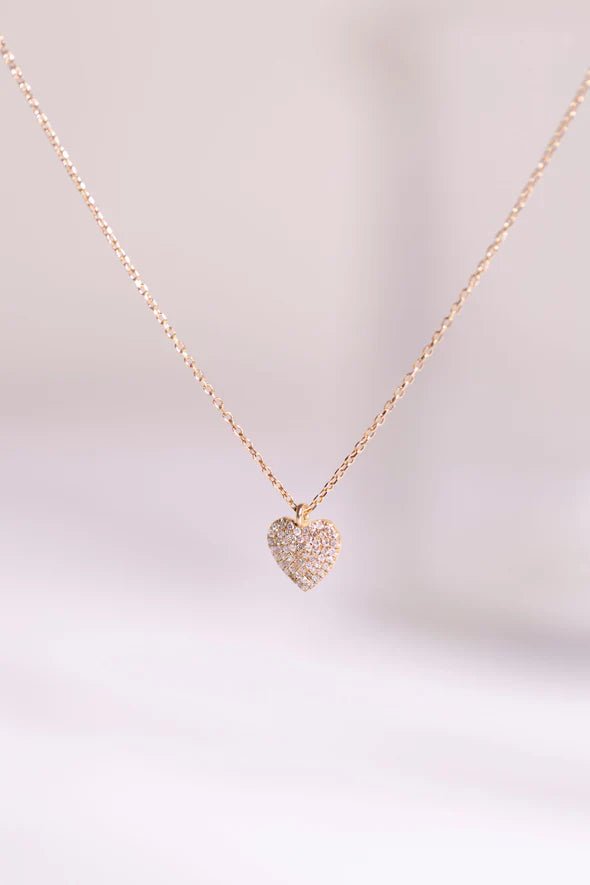 Dainty Pave Diamond Heart Pendant - Sara Gallo Custom Jewelers