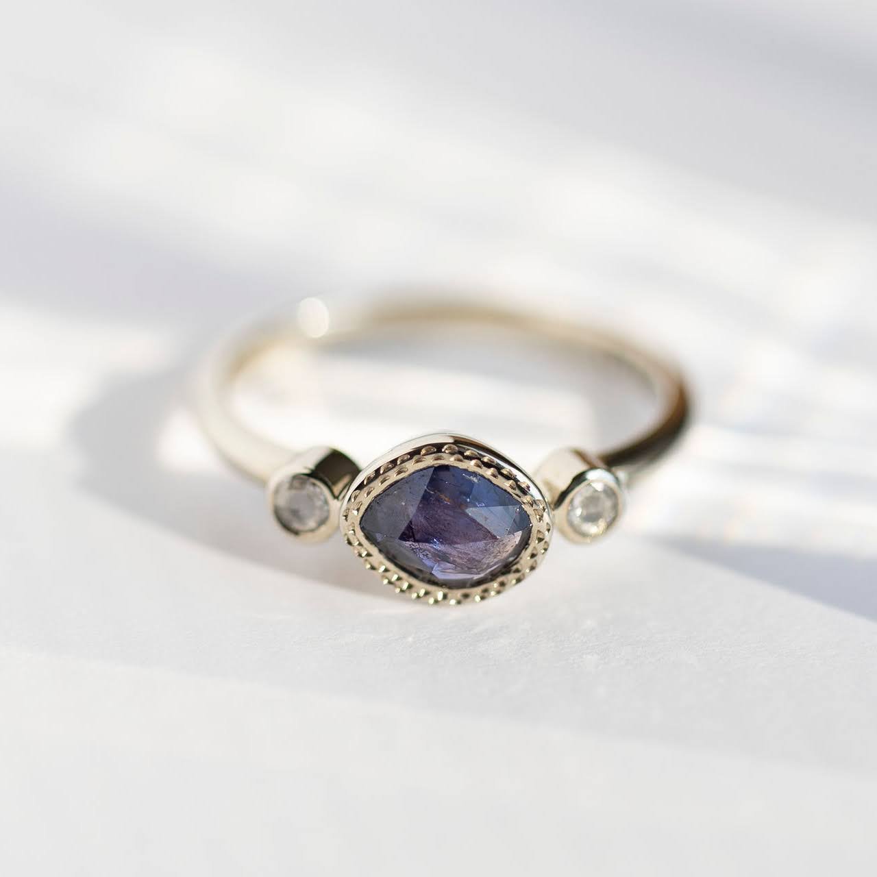 Icy Blue Sapphire Ring - Sara Gallo Custom Jewelers