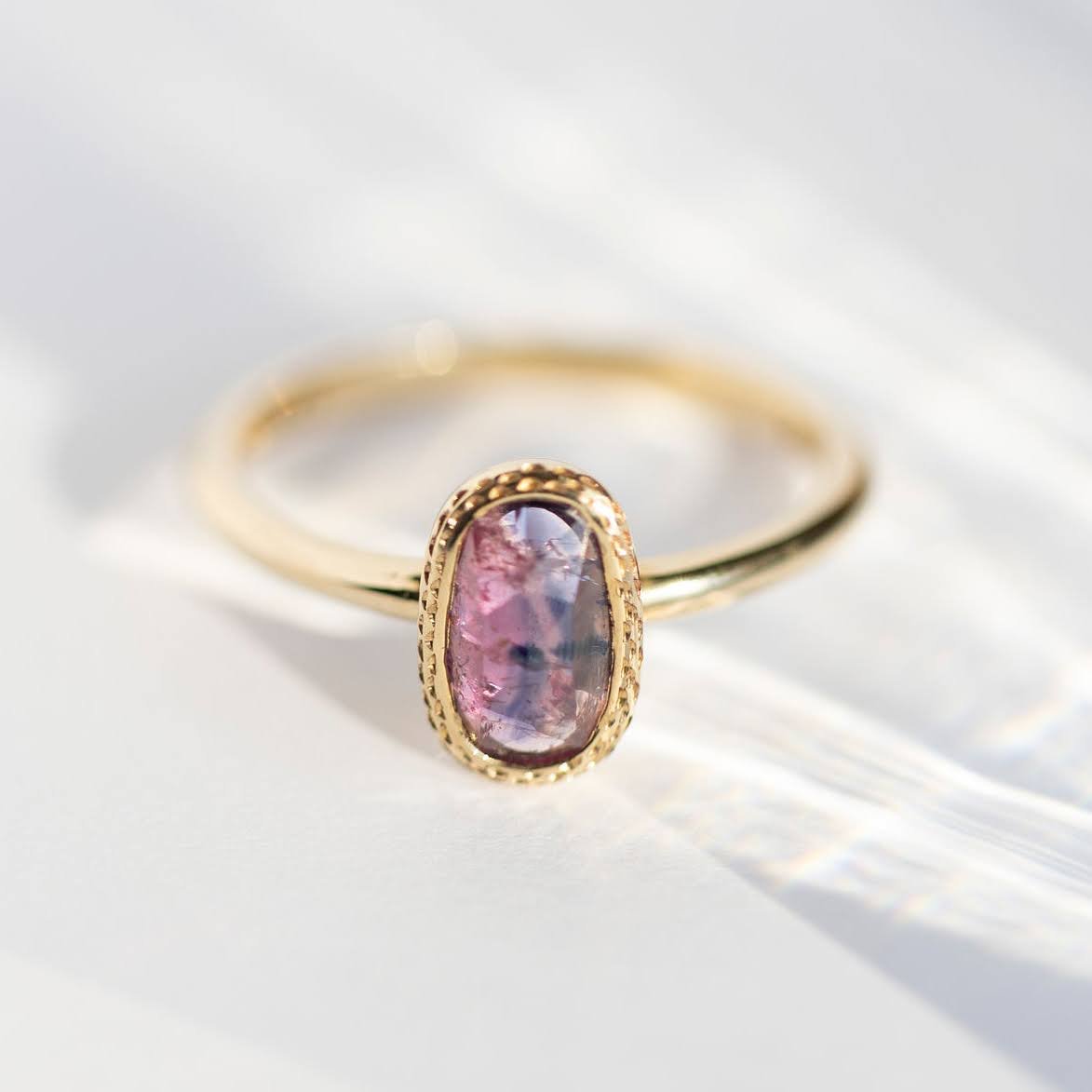 Pink Lily Sapphire Ring - Sara Gallo Custom Jewelers